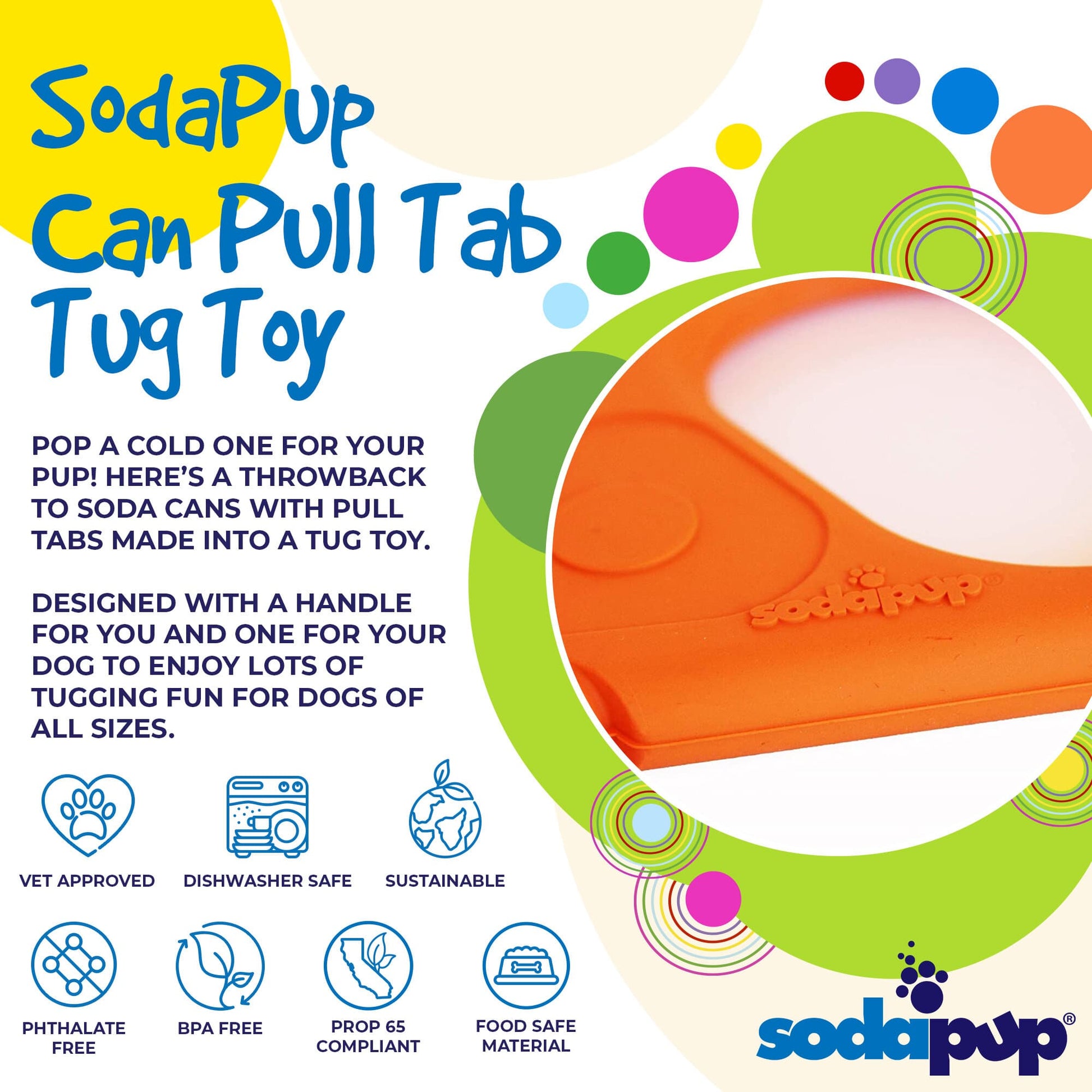 Pop Top Rubber Tug Toy for Interactive Play - Doot's Pet LLC Collars For A Cause