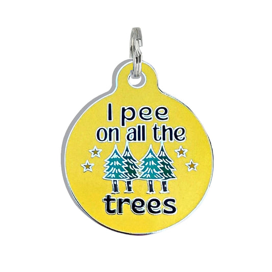 Bad Tags - Camping Dog Tag with Personalized QR Code - Pee on Trees - Large / Engraved QR Code