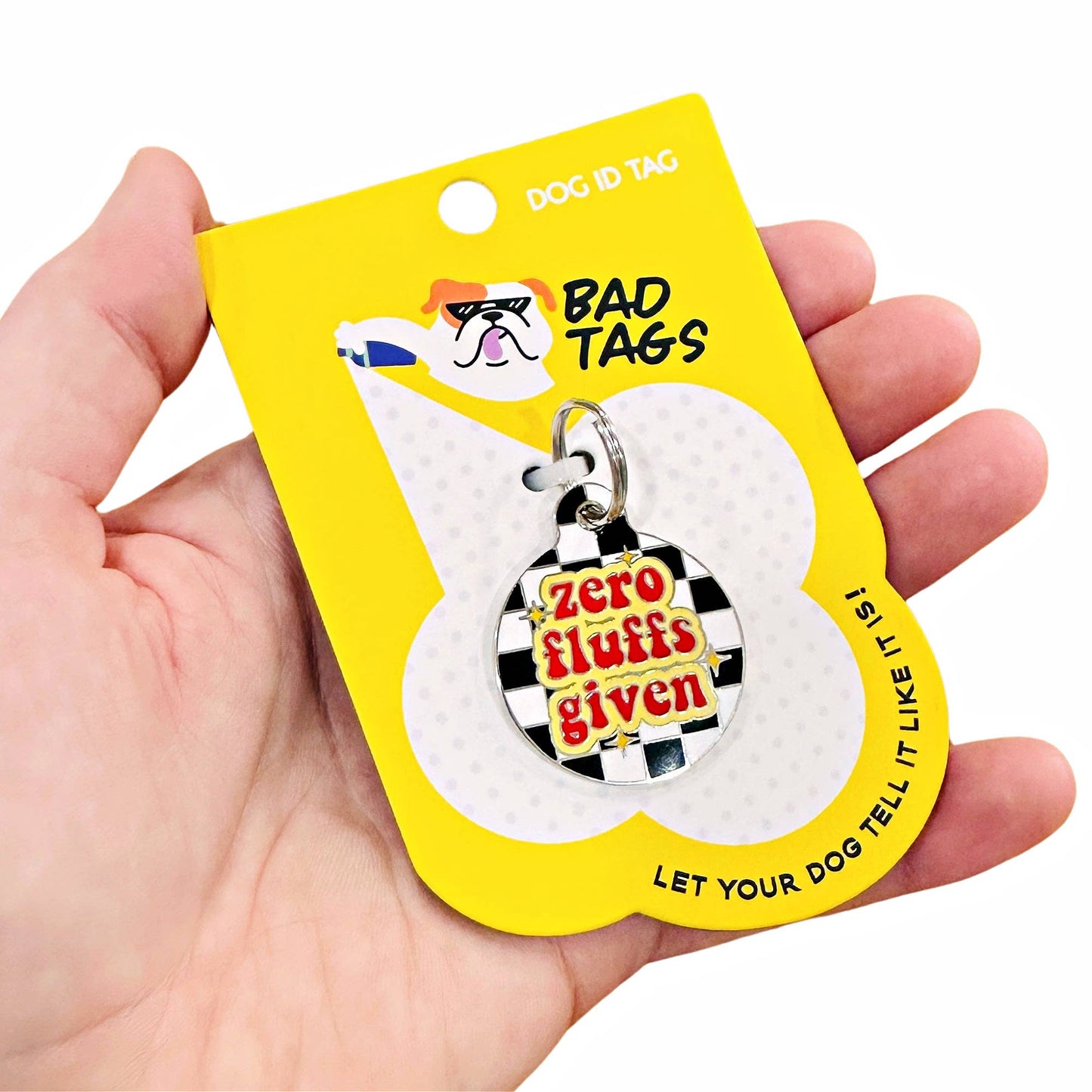 Bad Tags - Dog ID Tag with Personalized QR Code - Zero Woofs Given - Engraved QR Code / Large 1.25"