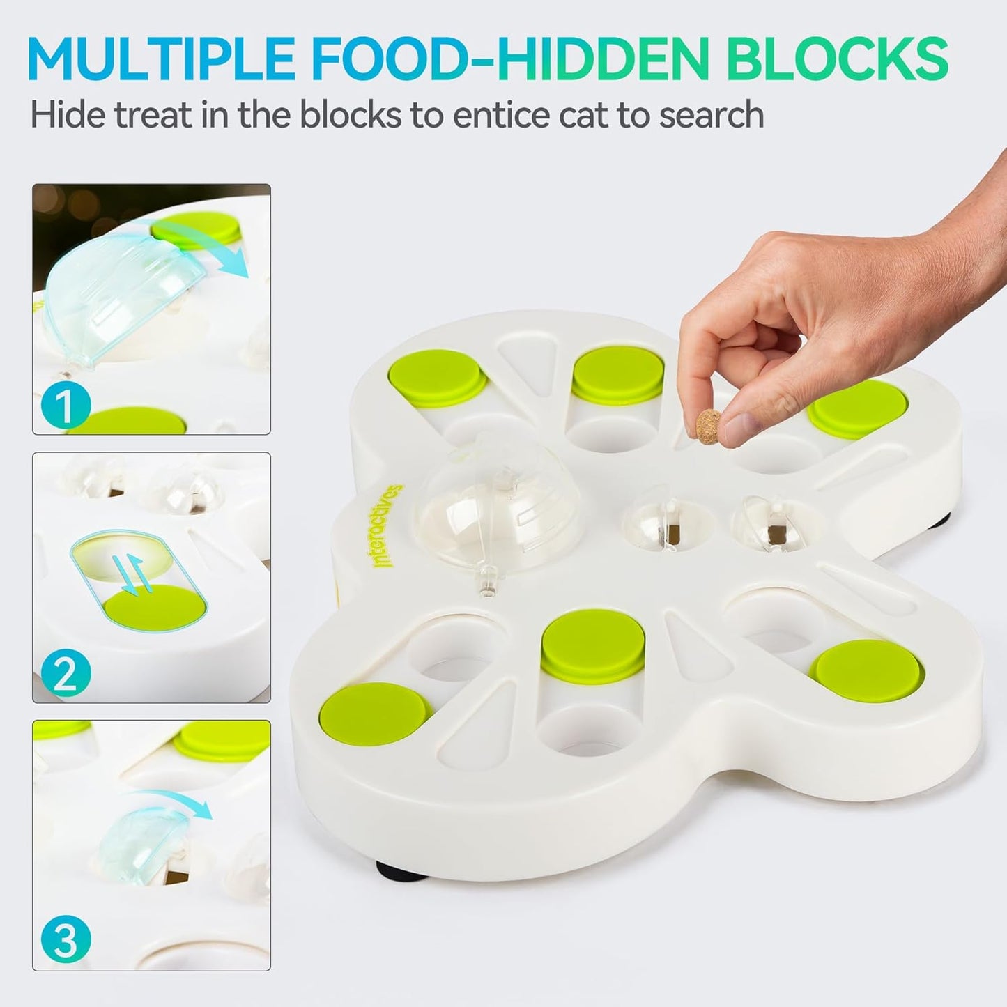 Interactives - Cat Toys - Interactive Cat Treat Puzzle Slow Feeder for Indoor Play - Doot's Pet LLC Collars For A Cause