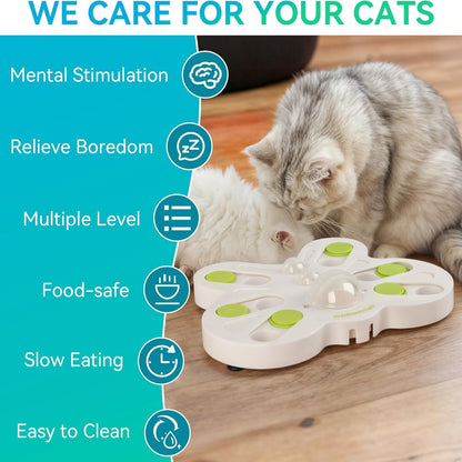 Interactives - Cat Toys - Interactive Cat Treat Puzzle Slow Feeder for Indoor Play - Doot's Pet LLC Collars For A Cause