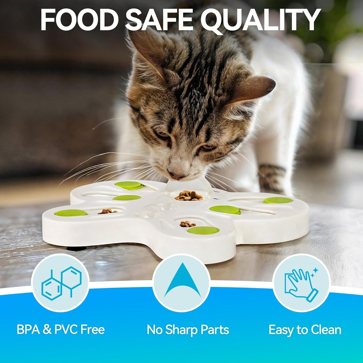 Interactives - Cat Toys - Interactive Cat Treat Puzzle Slow Feeder for Indoor Play - Doot's Pet LLC Collars For A Cause