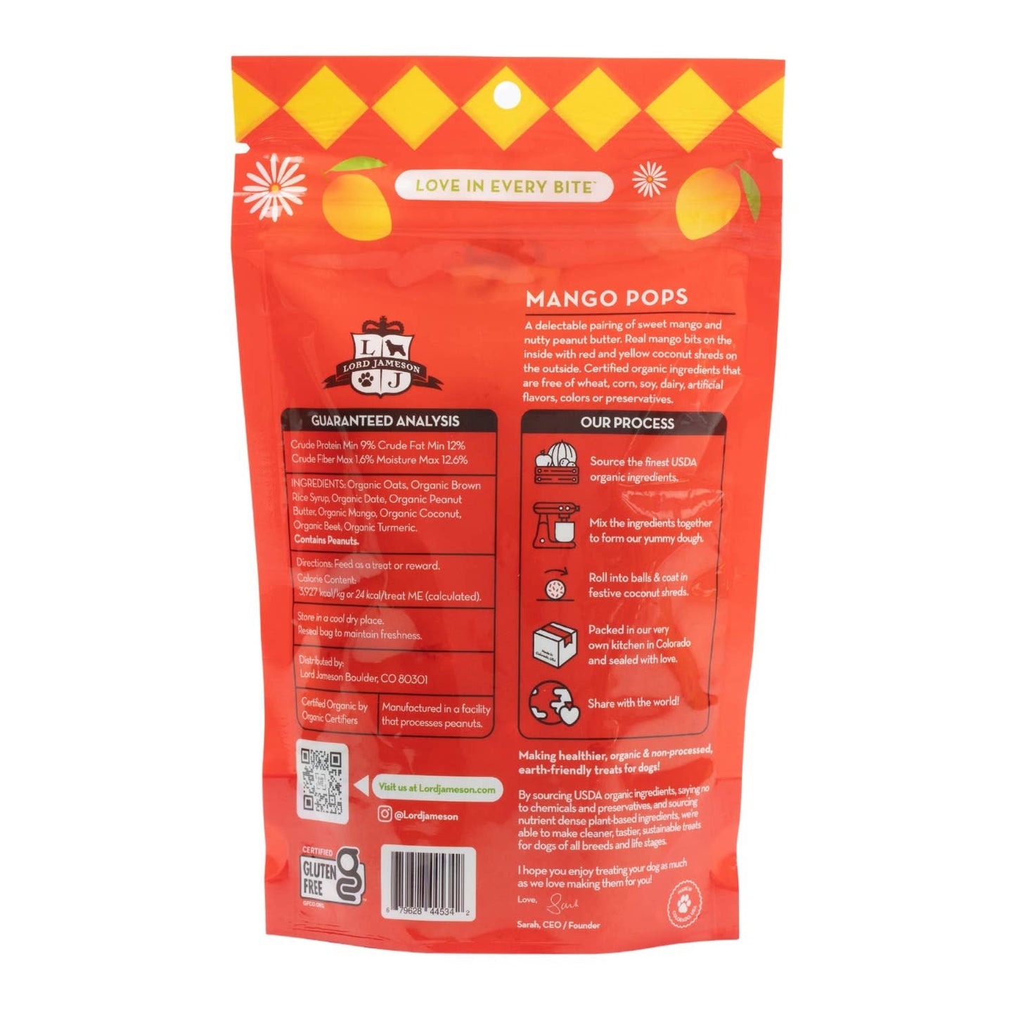 Lord Jameson Mango Pops Organic Dog Treats 6oz