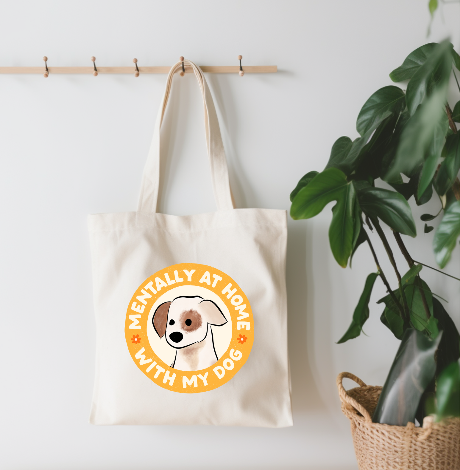EnchantingSunshine - Mentally At Home With My Dog Canvas Tote Bag - Doot's Pet LLC Collars For A Cause