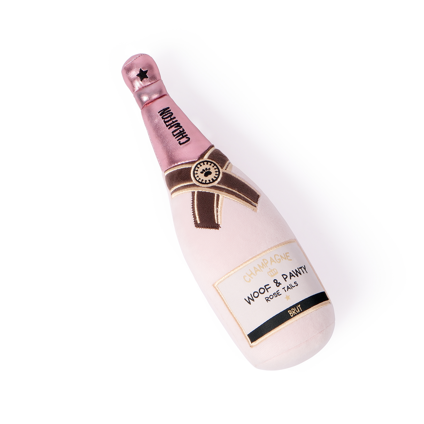 CHEWFFON - CHEWFFON Pink Champagne Bottle Plush Squeaky Dog Toy