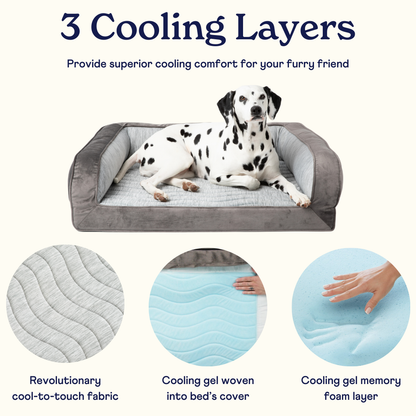 PupChill™ Cooling Bolster Dog Bed + Waterproof Blanket Bundle - Arctic Grey - Doot's Pet LLC Collars For A Cause