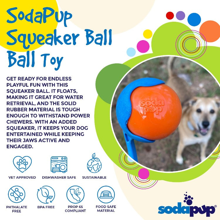 Squeak Ball - Durable Squeaky Dog Toy, Floats, Chew Toy | USA Made - Doot's Pet LLC Collars For A Cause