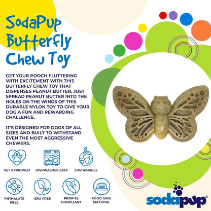 Butterfly Nylon Chew & Enrichment Toy | 2-in-1 for Aggressive Chewers | SodaPup - Doot's Pet LLC Collars For A Cause