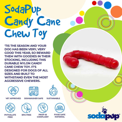 Candy Cane Nylon Dog Toy for Aggressive Chewers | USA Made | SodaPup - Doot's Pet LLC Collars For A Cause