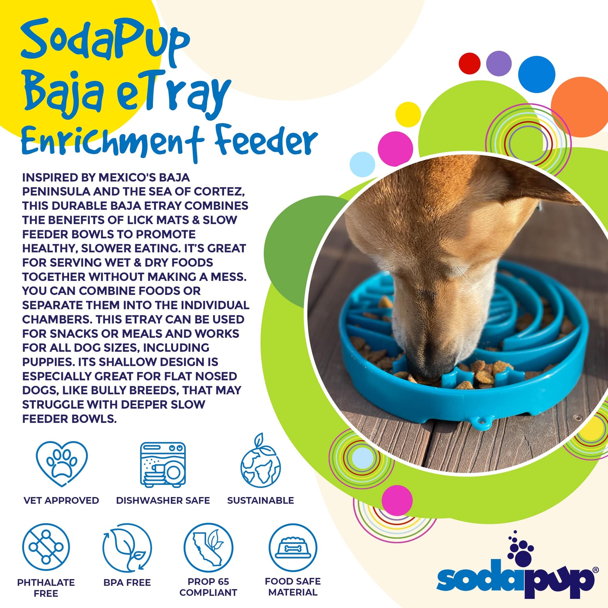 Baja Design eTray - Shallow Slow Feeder Dog Bowl for Enrichment | USA Made - Doot's Pet LLC Collars For A Cause