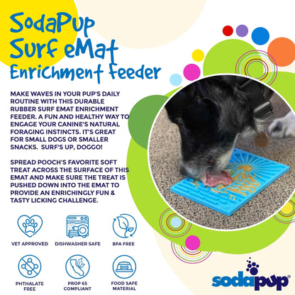 Surf's Up eMat - Small Lickmat for Dogs and Cats | Beach-Themed Design | SodaPup - Doot's Pet LLC Collars For A Cause
