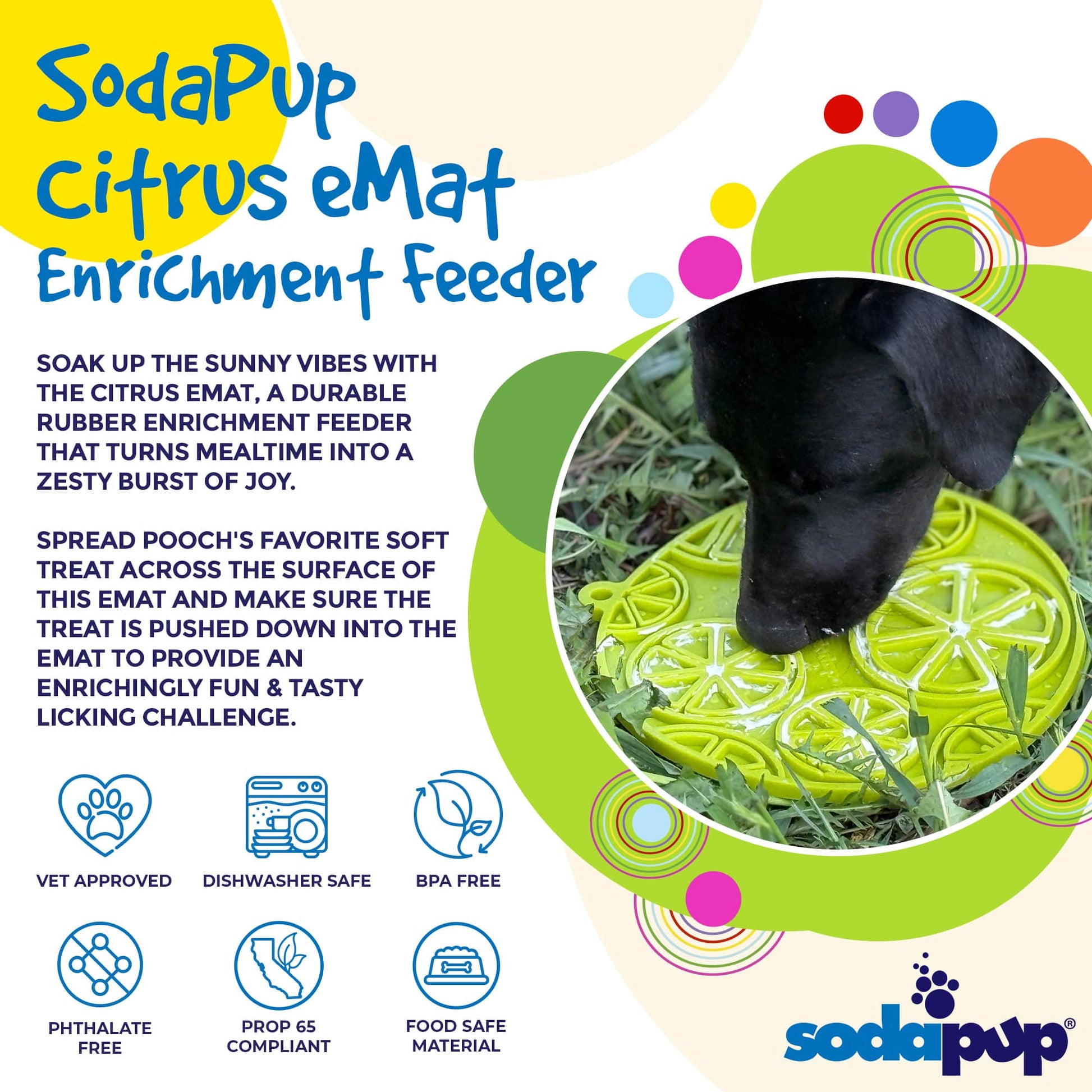 Citrus Design eMat - Enrichment Lick Mat For Dogs and Cats - with Suction Cups | USA Made - Doot's Pet LLC Collars For A Cause