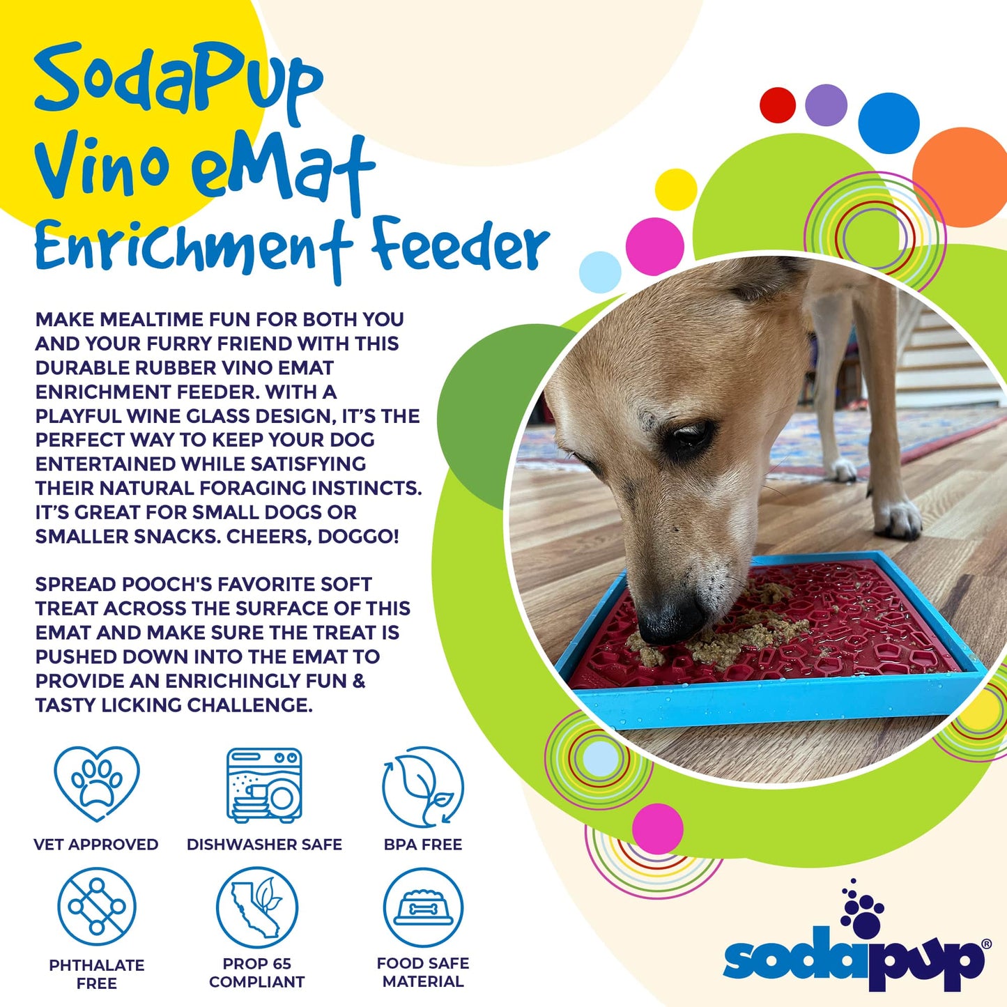 Vino Dog eMat - Enrichment Lick Mat For Dogs and Cats | Wine-Inspired Design| SodaPup - Doot's Pet LLC Collars For A Cause