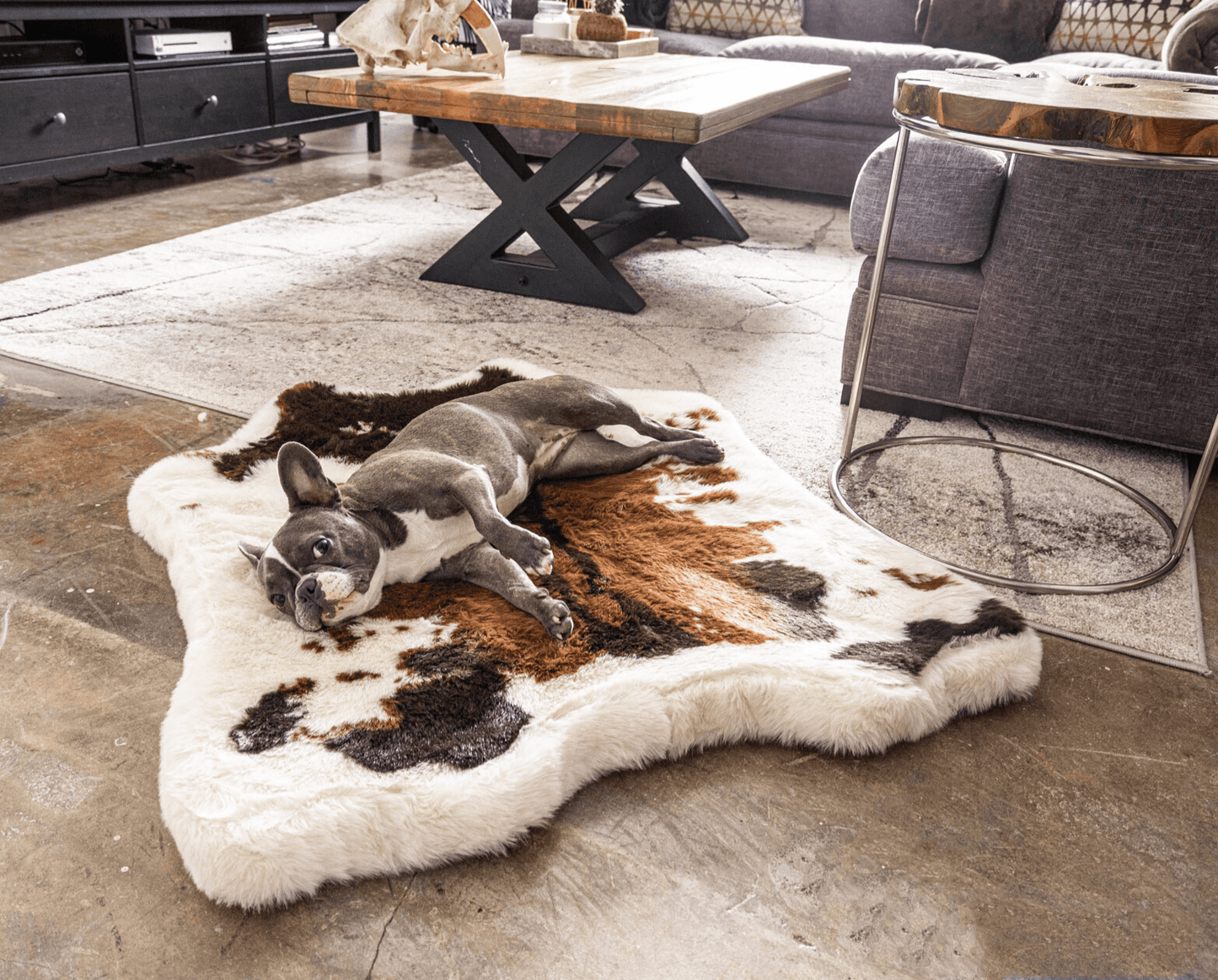 PupRug® Animal Print Memory Foam Dog Bed - Brown Faux Cowhide - Doot's Pet LLC Collars For A Cause