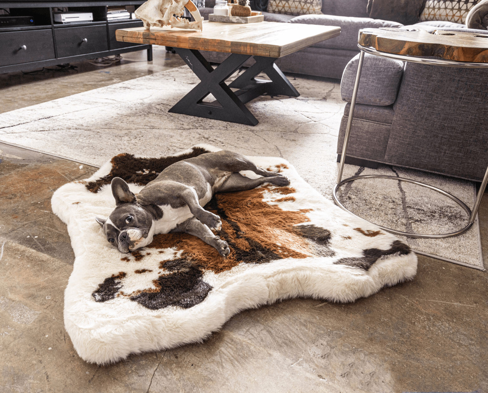 PupRug® Animal Print Memory Foam Dog Bed - Brown Faux Cowhide - Doot's Pet LLC Collars For A Cause