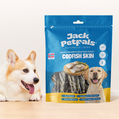 Jack PetPals Seafood Feast Codfish Skin Treat Chews (6oz) - Doot's Pet LLC Collars For A Cause