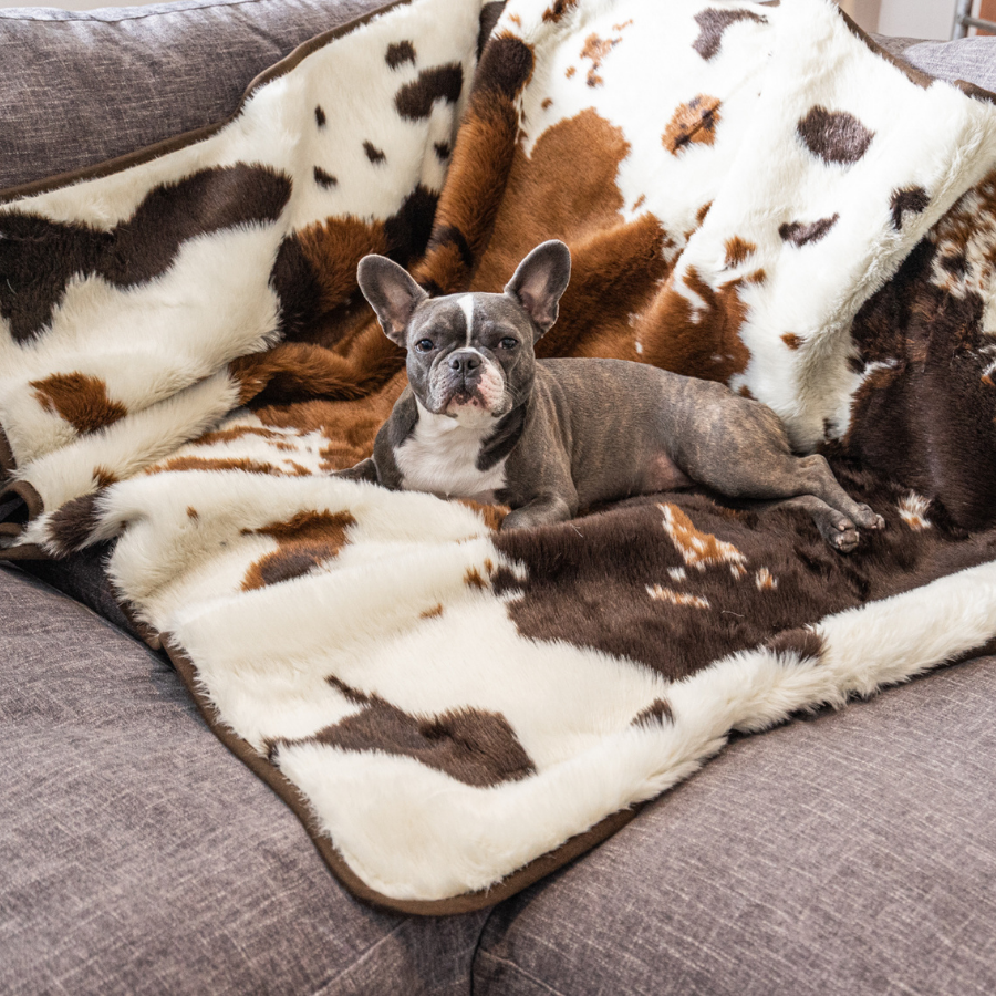 PupProtector™ Waterproof Throw Blanket - Brown Faux Cowhide - Doot's Pet LLC Collars For A Cause