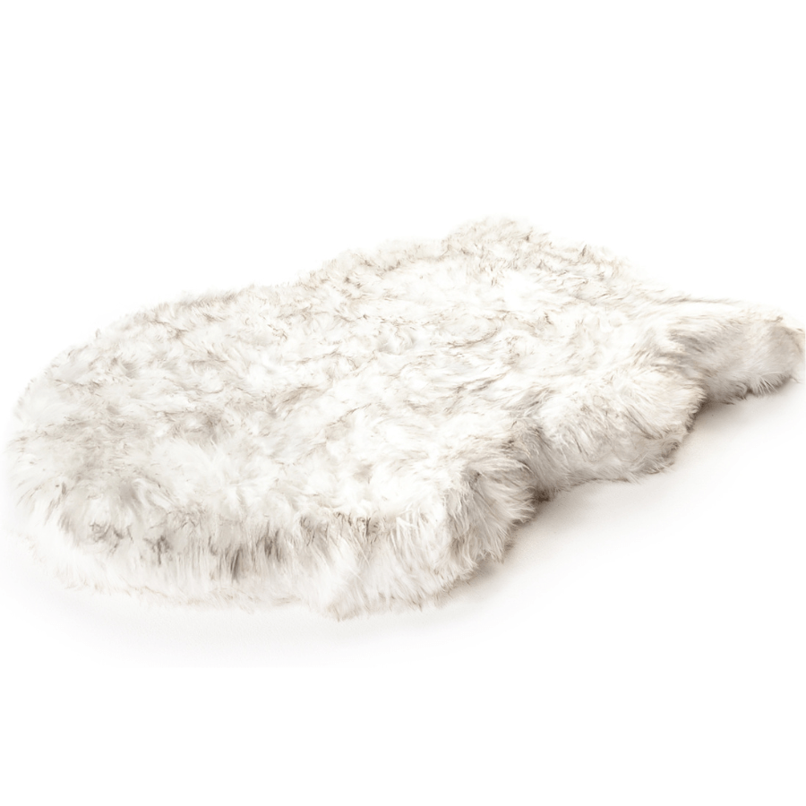 PupRug by Paw.com® Faux Fur Orthopedic Dog Bed - Curve White with Brown Accents - Doot's Pet LLC Collars For A Cause