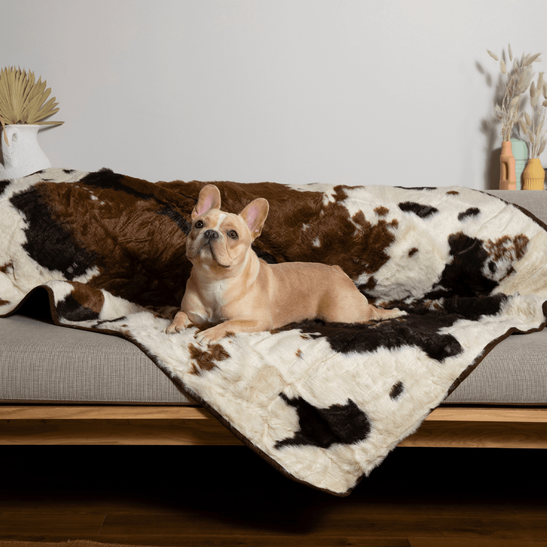 PupProtector™ Waterproof Throw Blanket - Brown Faux Cowhide - Doot's Pet LLC Collars For A Cause