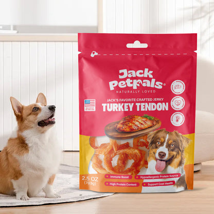 Jack PetPals Handcrafted Jerky Turkey Tendon Dog Treats (2.5oz) - Doot's Pet LLC Collars For A Cause