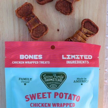 Chicken Wrapped Sweet Potato Bones - Doot's Pet LLC Collars For A Cause