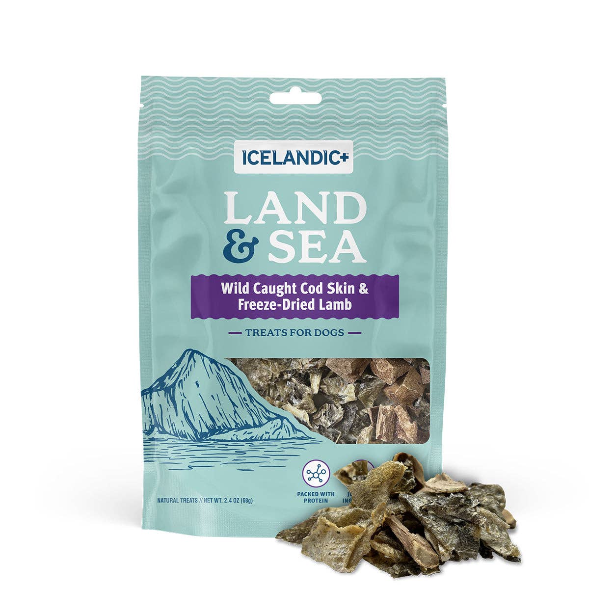 Icelandic+ - Land & Sea Cod Skin & Freeze-Dried Lamb Treats for Dogs