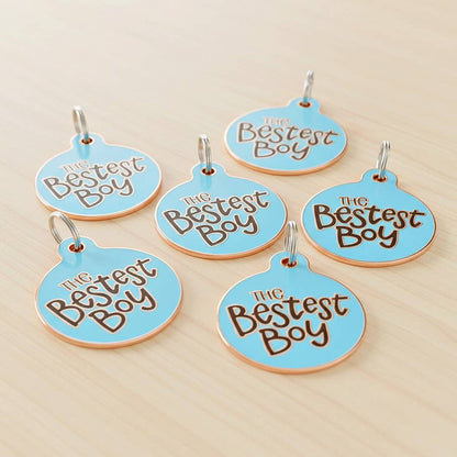 Bad Tags - Personalized Dog ID Tag Scannable QR Code - The Bestest Boy - Engraved QR Code / Large 1.25"