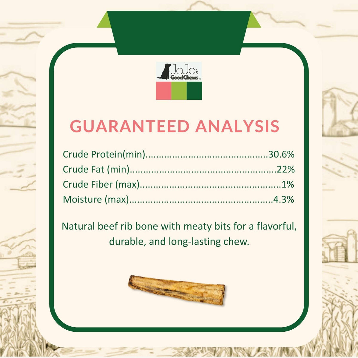 Jojo Modern Pets - All-Natural Beef Rib Bones Dogs Treat Chews (8"-10")