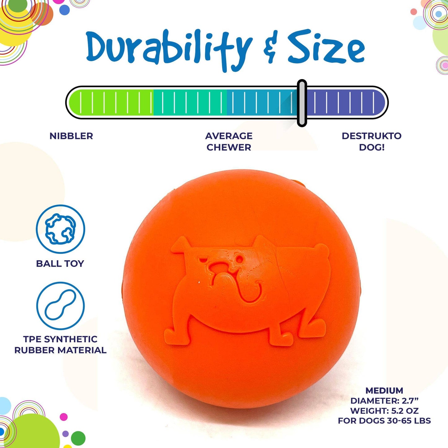 SodaPup - Smile Ball Durable Synthetic Rubber Chew & Retrievning Ball
