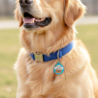 Bad Tags - Cute Pet ID Dog Tag Charm - Stud Muffin - Large 1.25" / Engraved QR Code