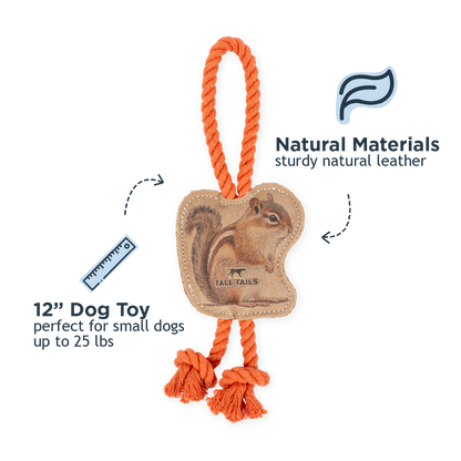 Tall Tails - Natural Leather Chipmunk Tug Dog Toy