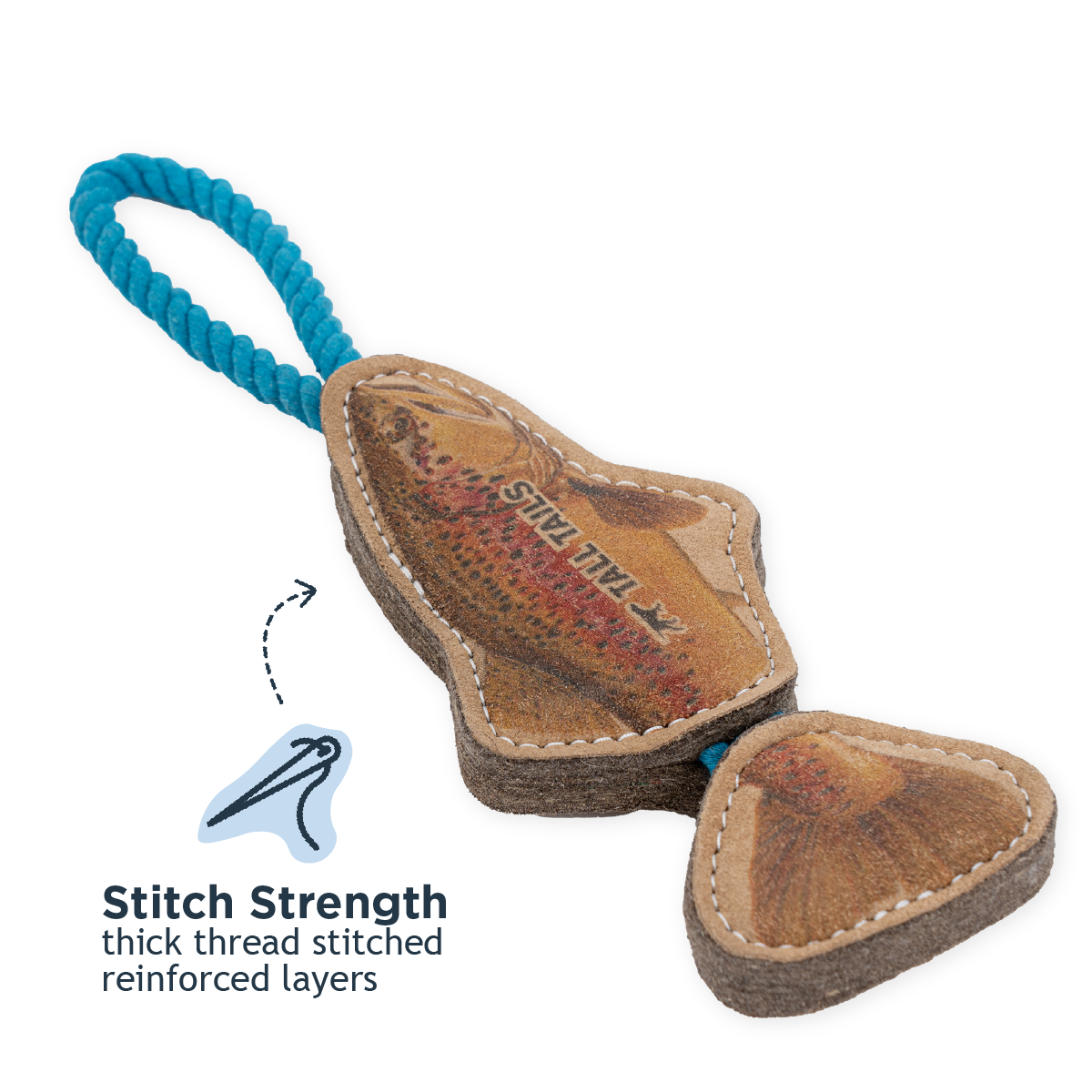 Tall Tails - Natural Leather Jointed Trout Tug Dog Toy