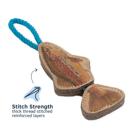 Tall Tails - Natural Leather Jointed Trout Tug Dog Toy