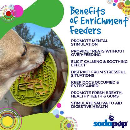 Camp eMat - Enrichment Lick Mat For Dogs and Cats - with Suction Cups | Retro Van Design | USA Made - Doot's Pet LLC Collars For A Cause