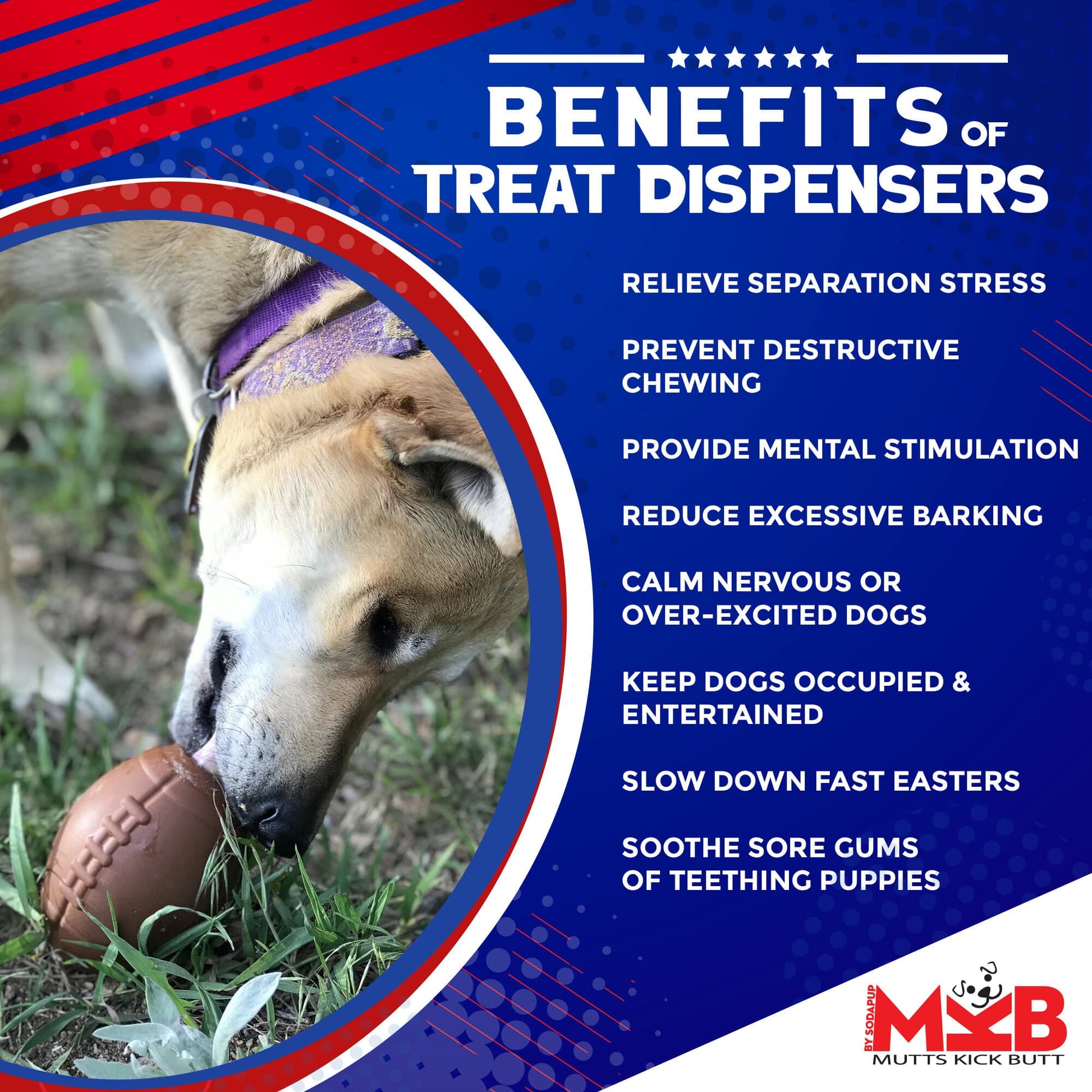 Football eDispenser Durable Rubber Chew Toy and Treat Dispenser - Doot's Pet LLC Collars For A Cause