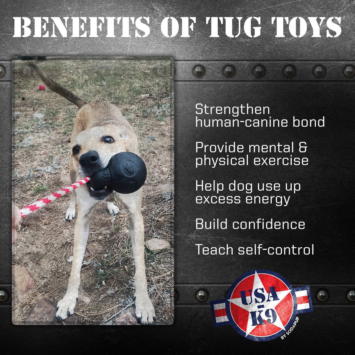 USA-K9 Magnum Skull Durable Rubber Chew Toy, Treat Dispenser, Reward Toy, Tug Toy, and Retrieving Toy - Black Magnum - Doot's Pet LLC Collars For A Cause