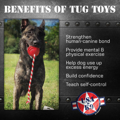 USA-K9 Stars and Stripes Ultra-Durable Durable Rubber Chew Toy, Reward Toy, Tug Toy, and Retrieving Toy - Red - Doot's Pet LLC Collars For A Cause