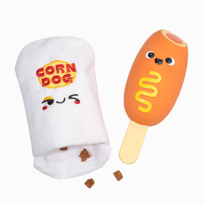 Hugsmart Products Inc - Oriland Pet - Food Party | Corn Dog - Dog Plush Toy