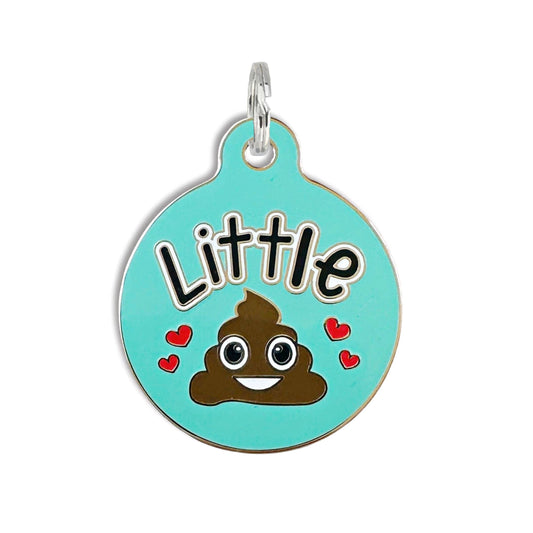Bad Tags - Dog ID Tag with Personalized QR Code - Little 💩  - Engraved QR Code / Large 1.25"