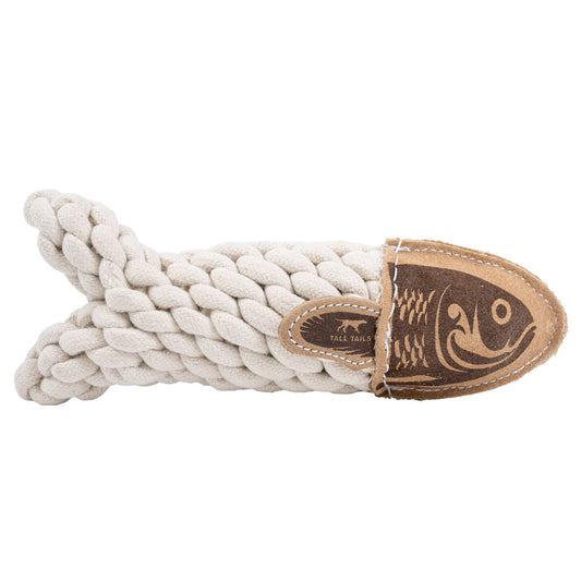 Tall Tails - Natural Leather Crunch Fish Rope Dog Toy