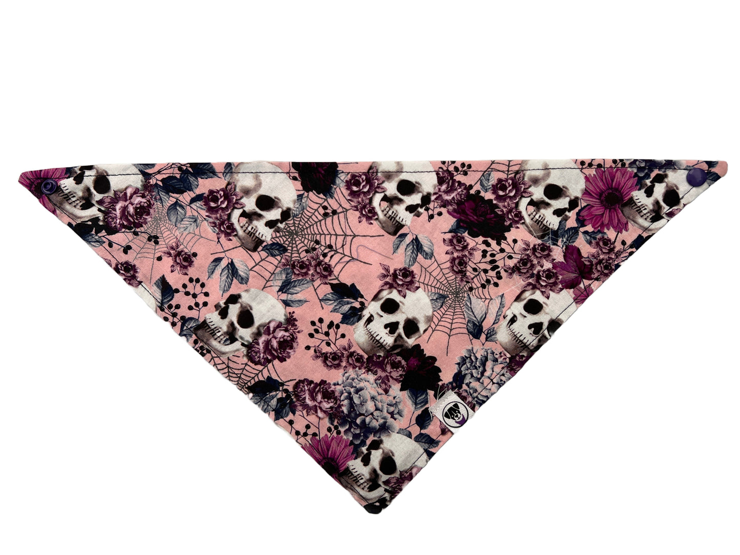 Halloween Floral Skull Pink Bandana