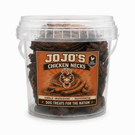 Jojo Modern Pets - Smoked Chicken Necks Dog Chews | 6oz - 1 Liter Bucket