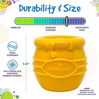 SodaPup - Large PUP-X Honey Pot Treat Dispenser - Yellow / Large - Doot's Pet LLC Collars For A Cause