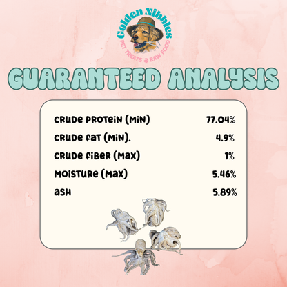 Doot's Chew Bar- Golden Nibbles - Baby Octopus - Single Piece Freeze Dried Treats for Dogs & Cat