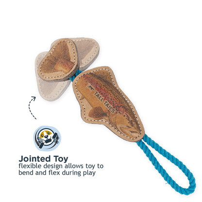 Tall Tails - Natural Leather Jointed Trout Tug Dog Toy