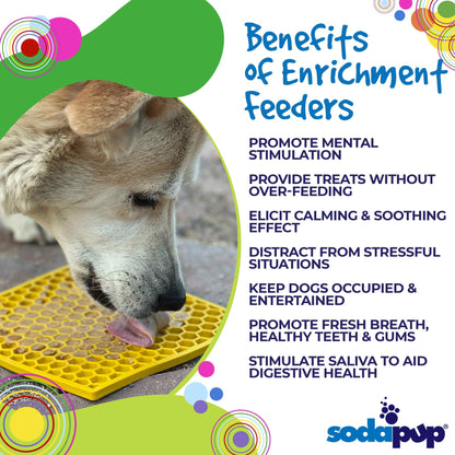 SodaPup - Honeycomb Design Emat Enrichment Licking Mat - Yellow - Larg - Large