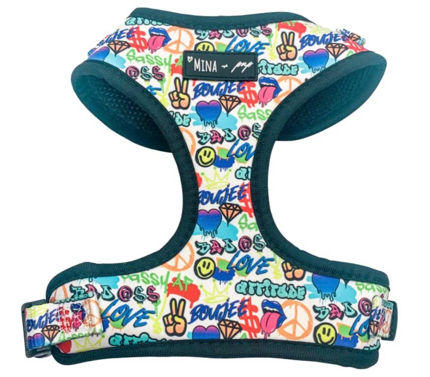 Mina + Pup - Colorful Graffiti Edition Adjustable Dog and Cat Harness