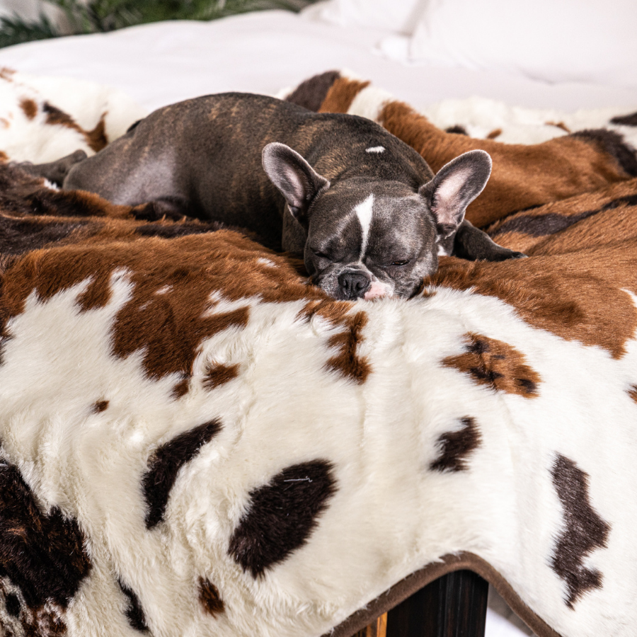 PupProtector™ Waterproof Throw Blanket - Brown Faux Cowhide - Doot's Pet LLC Collars For A Cause