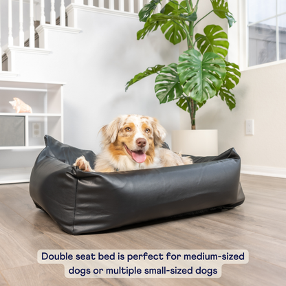 PupProtector™ Faux Leather Memory Foam Dog Car Bed -  Black - Doot's Pet LLC Collars For A Cause