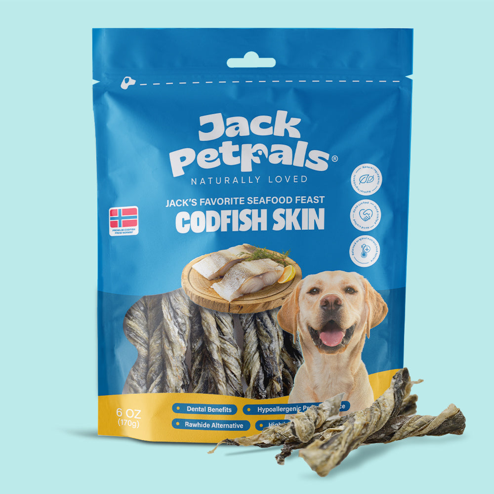Jack PetPals Seafood Feast Codfish Skin Treat Chews (6oz) - Doot's Pet LLC Collars For A Cause
